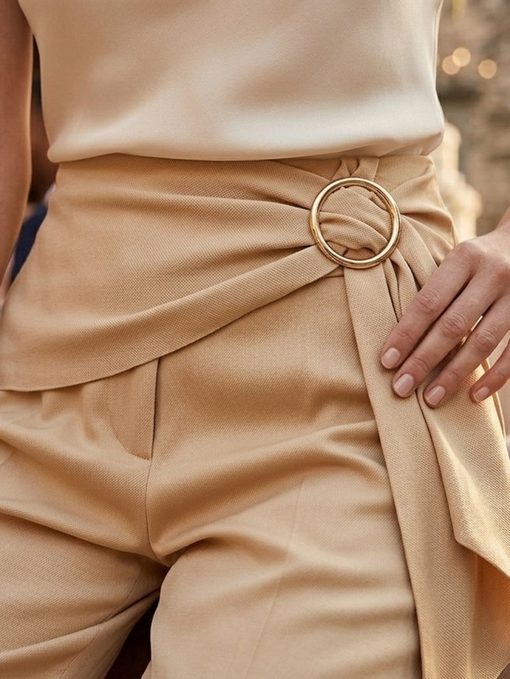 Prada Silk Draped Trousers Cream w/ O-ring IT44 (8/10) #quietluxury #elitedesign - Picture 10 of 12